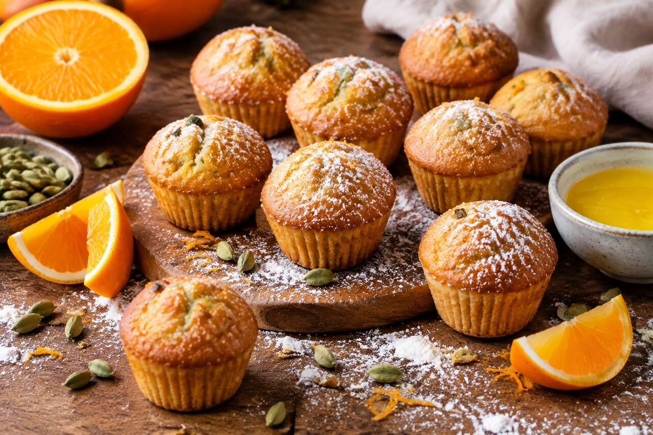 Recette de mini muffins à l'orange et à la cardamome