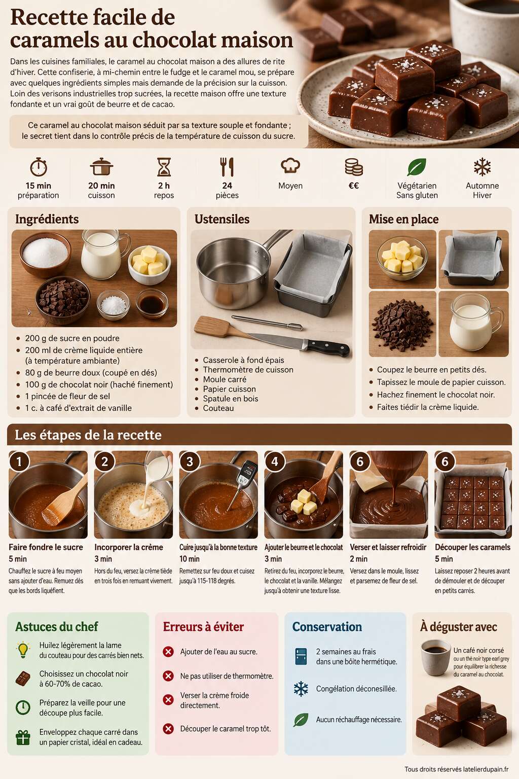 Fiche recette Recette facile de caramels au chocolat maison Fiche recette Recette facile de caramels au chocolat maison