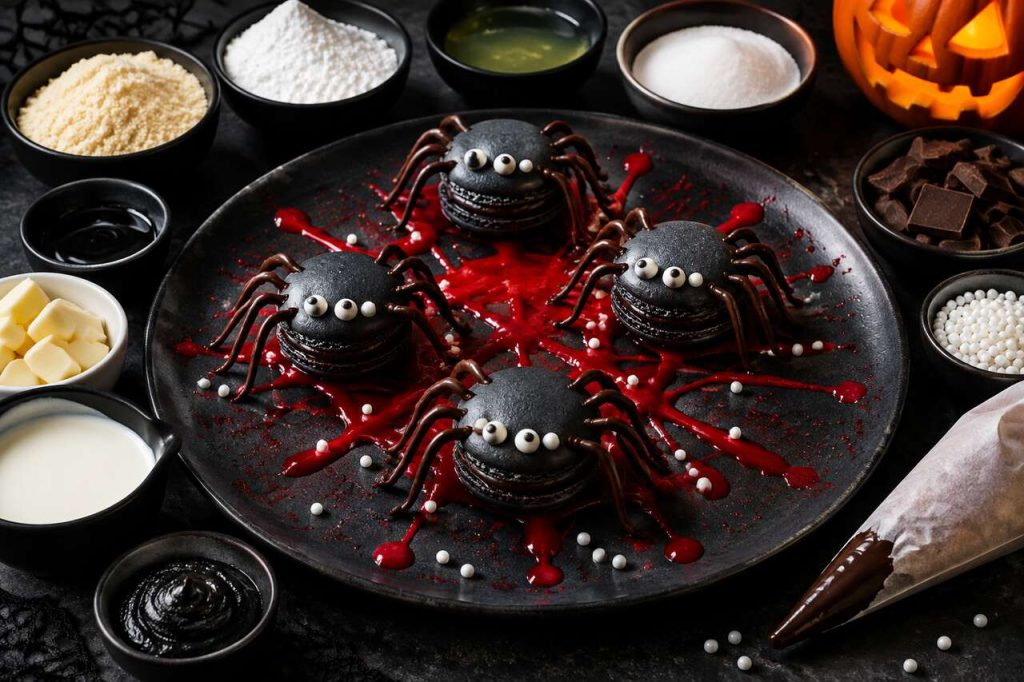 Recette de macarons araignées à la réglisse pour Halloween