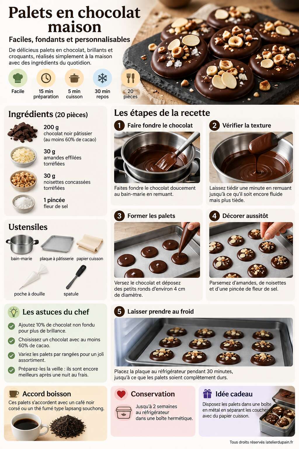 Fiche recette Recette facile de palets en chocolat maison Fiche recette Recette facile de palets en chocolat maison
