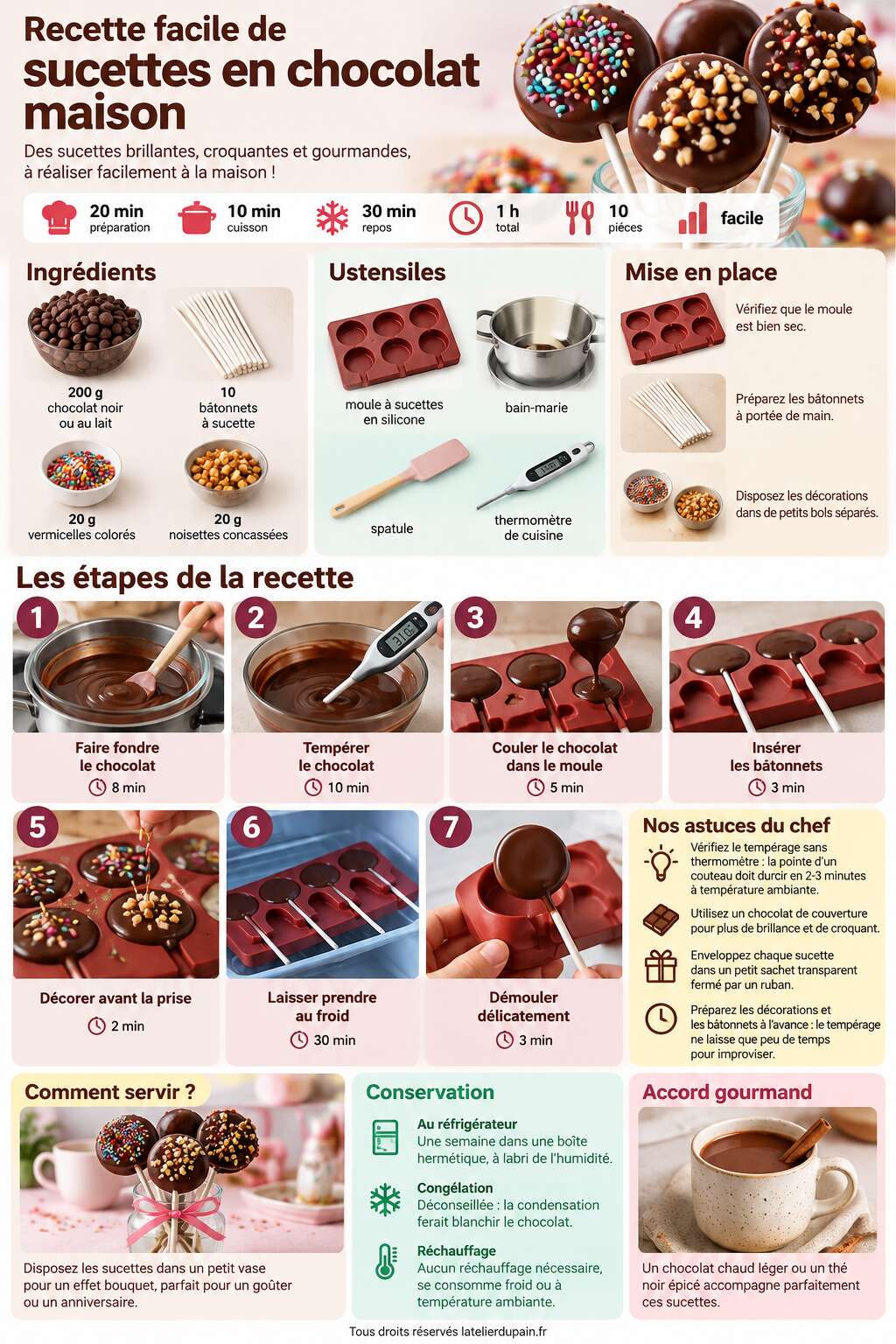 Fiche recette Recette facile de sucettes en chocolat maison Fiche recette Recette facile de sucettes en chocolat maison