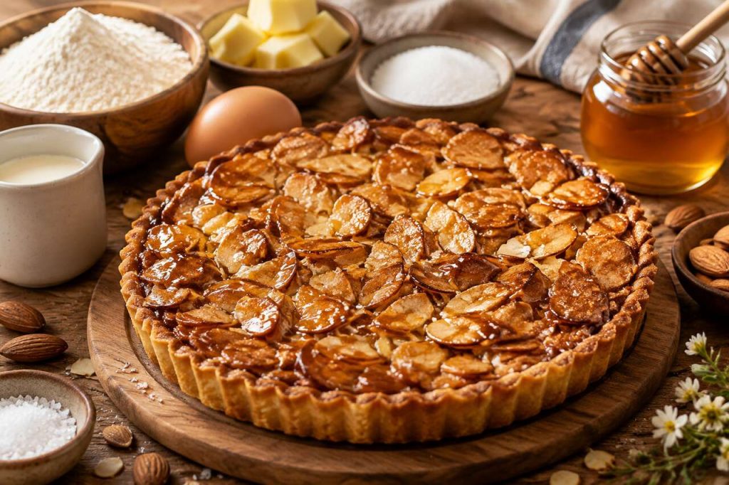 Recette de tarte au miel et aux amandes