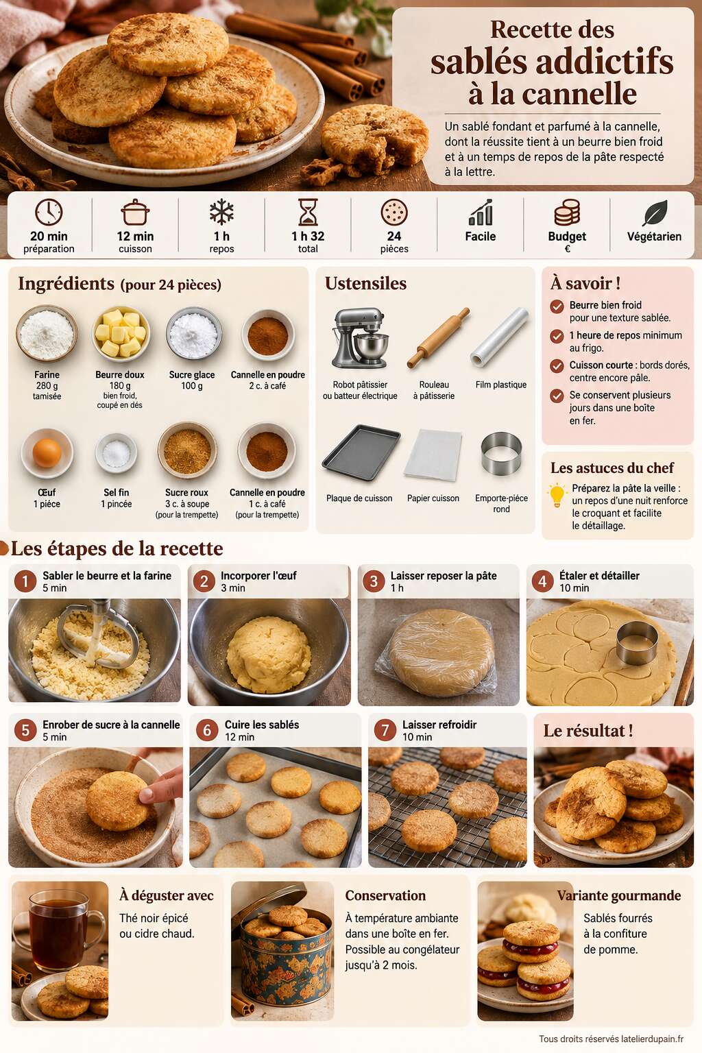 Fiche recette Recette des sabl&eacute;s addictifs &agrave; la cannelle