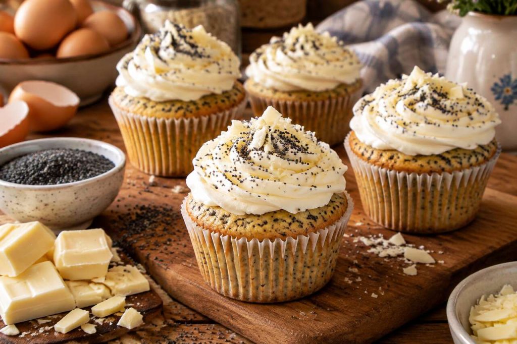 Recette de cupcakes au chocolat blanc et graines de pavot