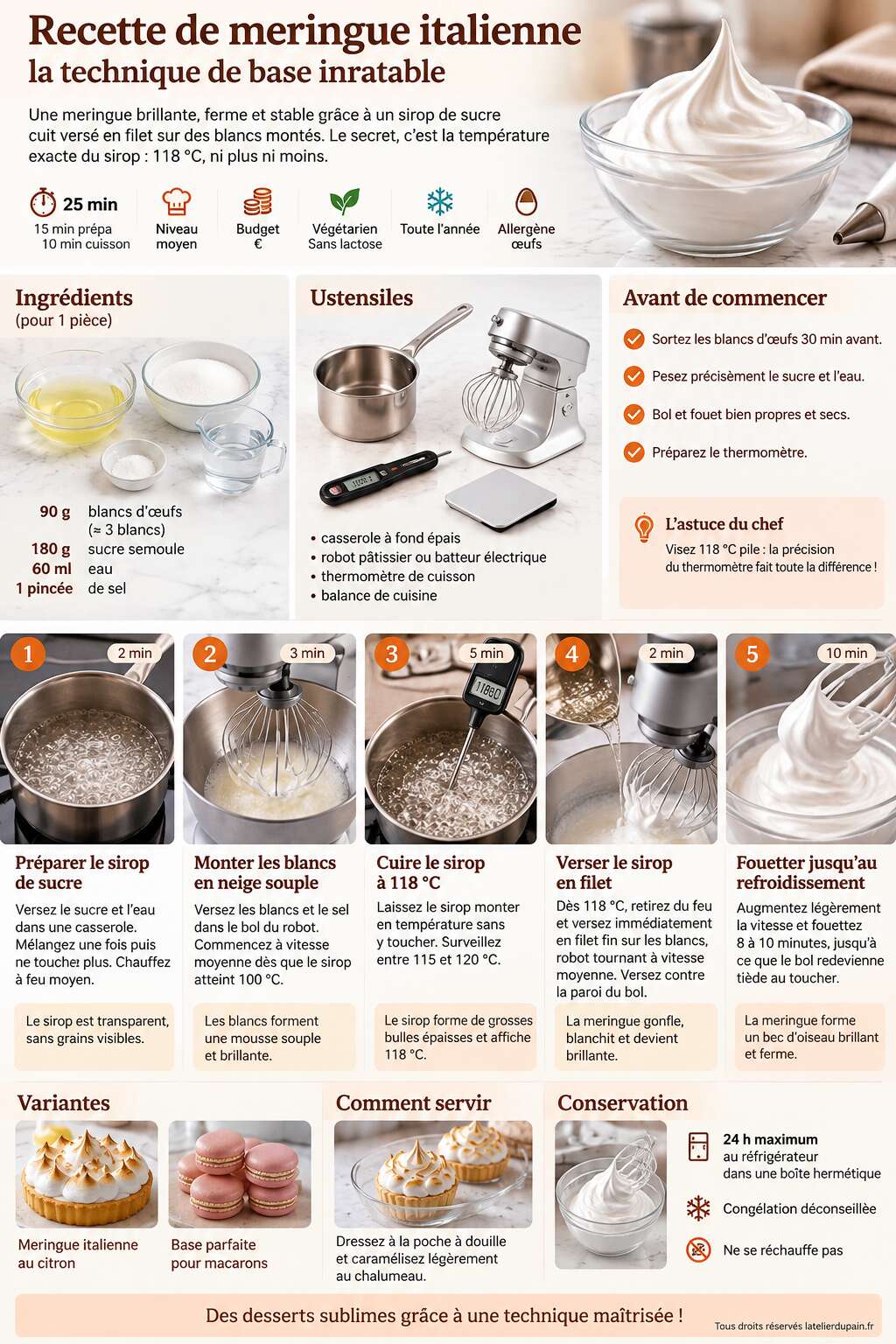 Fiche recette Recette de meringue italienne : la technique de base inratable
