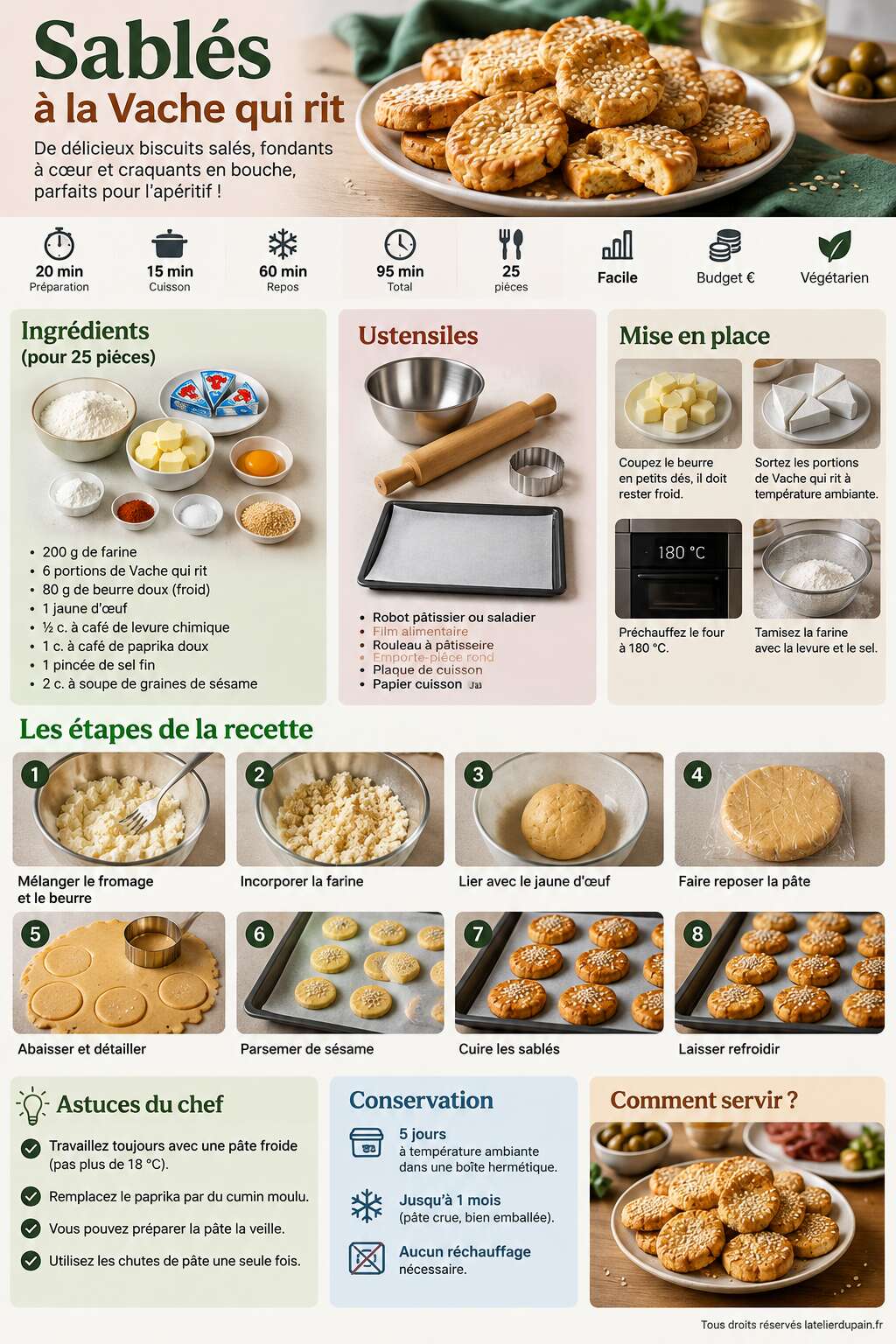 Fiche recette Recette des sablés à la Vache qui rit Fiche recette Recette des sablés à la Vache qui rit