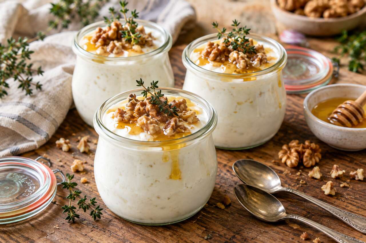 Recette de yaourt au miel de thym et aux noix