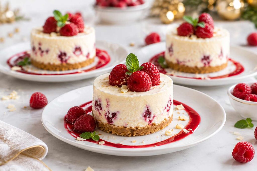 Recette de petits cheesecakes au chocolat blanc et framboises