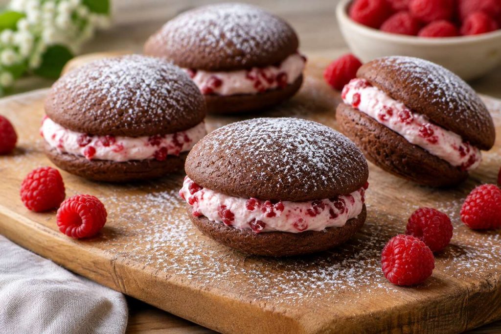Recette de whoopie pies aux framboises et chocolat blanc