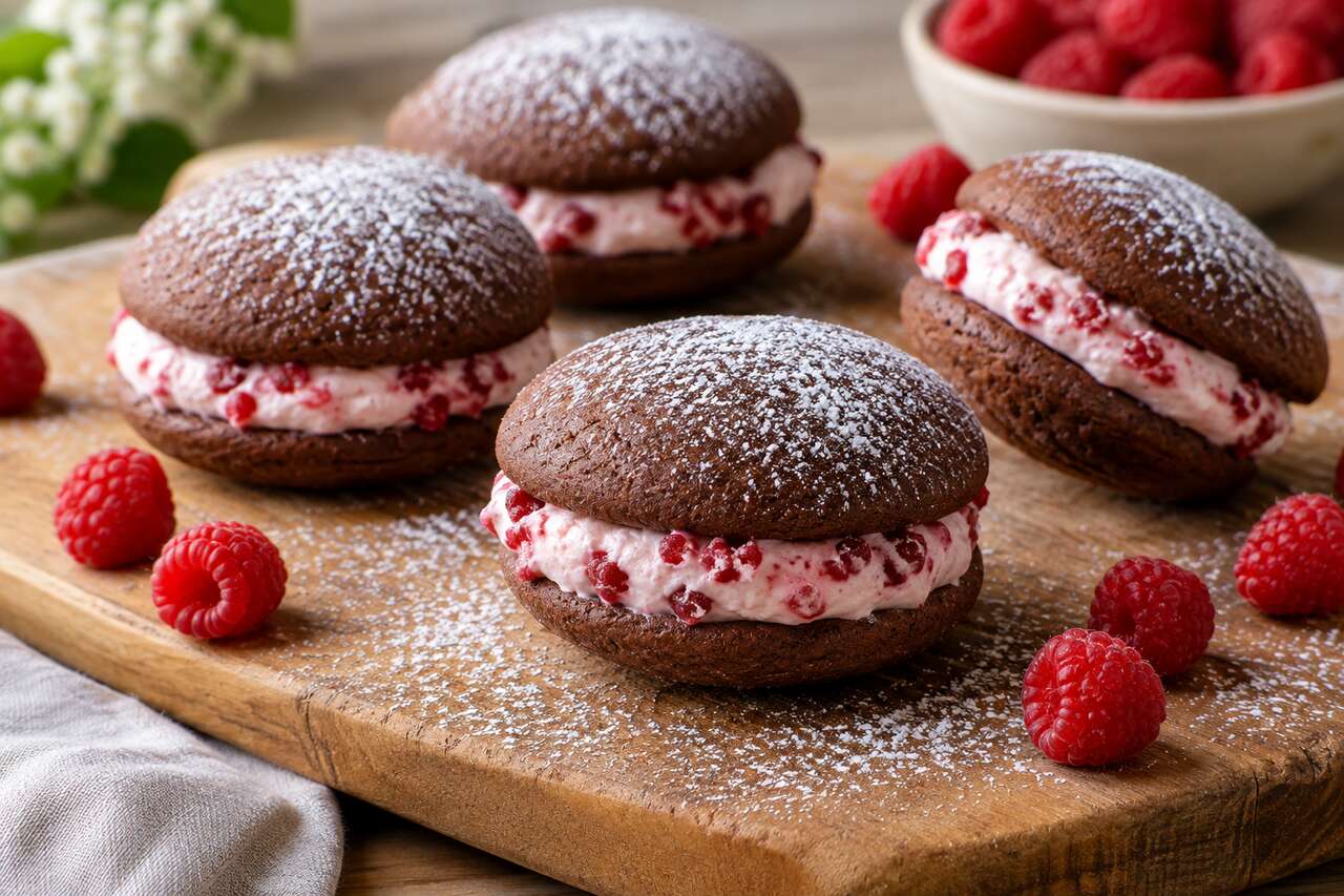 Recette de whoopie pies aux framboises et chocolat blanc