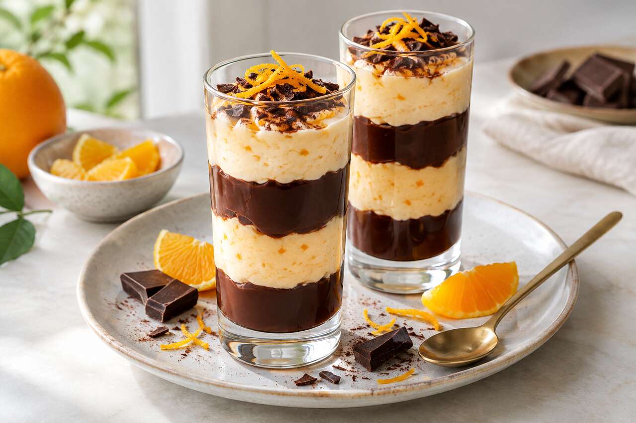 Recette de verrines duo chocolat et orange