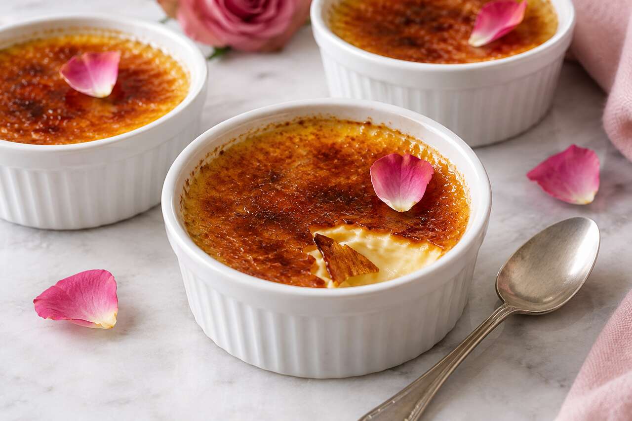 Recette de crèmes brûlées à la rose