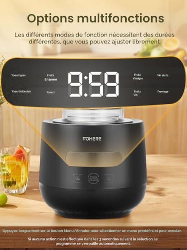 Découvrez notre test détaillé de la yaourtière Fohere 2 XXL avec ses multiples programmes. Caractéristiques, avantages et performances pour bien choisir votre yaourtière. 