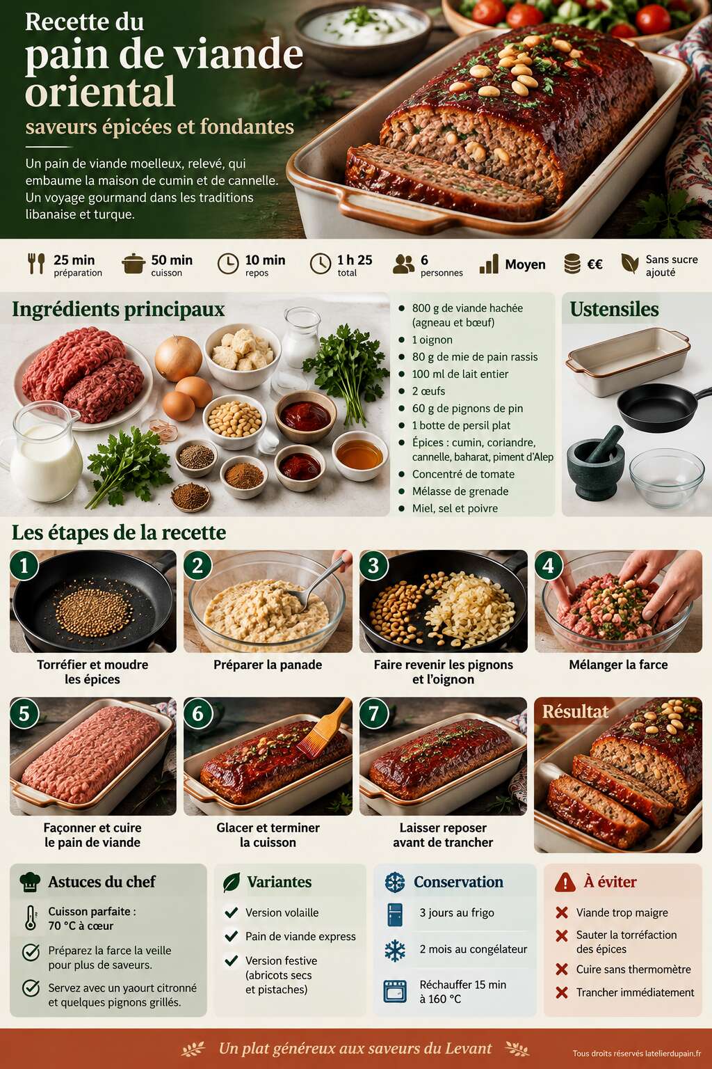 Fiche recette Recette du pain de viande oriental : saveurs épicées et fondantes Fiche recette Recette du pain de viande oriental : saveurs épicées et fondantes