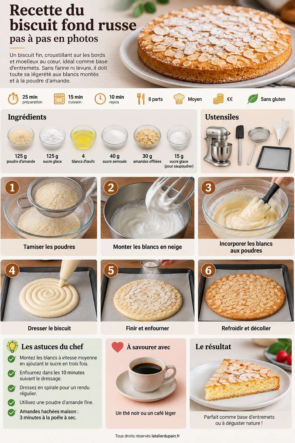 Fiche recette Recette du biscuit fond russe : pas &agrave; pas en photos