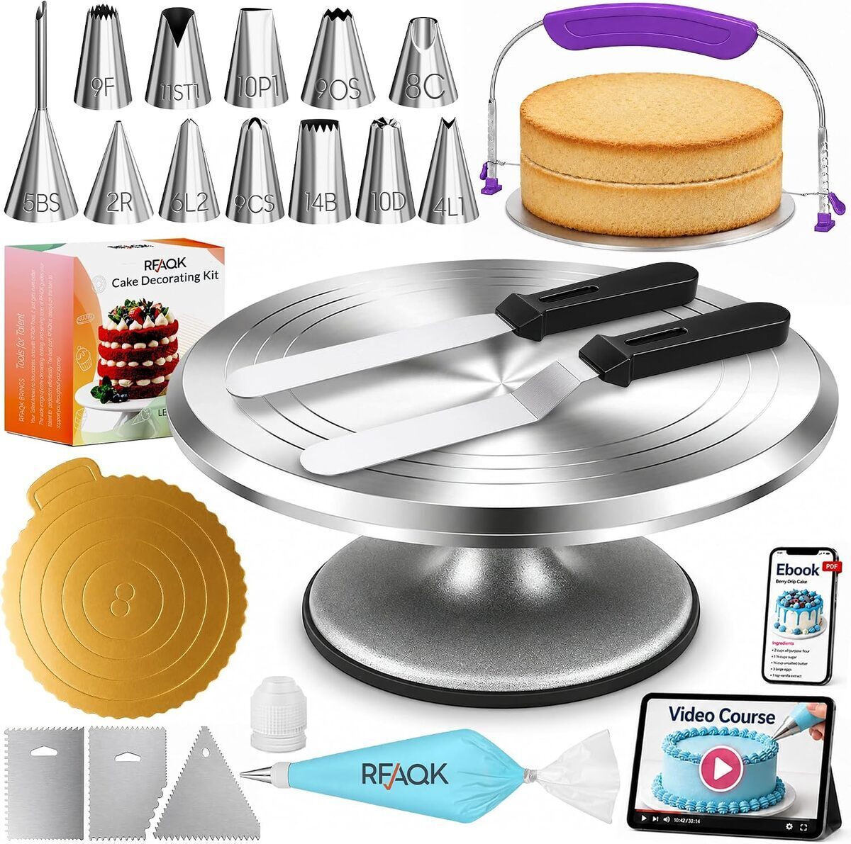 Test du plateau tournant RFAQK 30, 5 cm en aluminium pour gâteaux